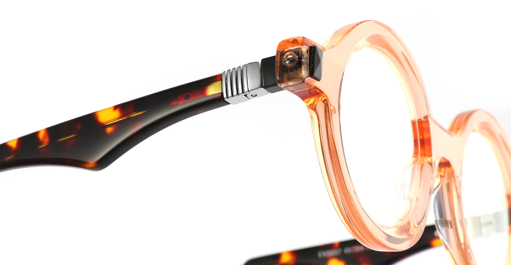 &Oacute;culos de acetato unissex redondos vintage com decora&ccedil;&atilde;o de metal