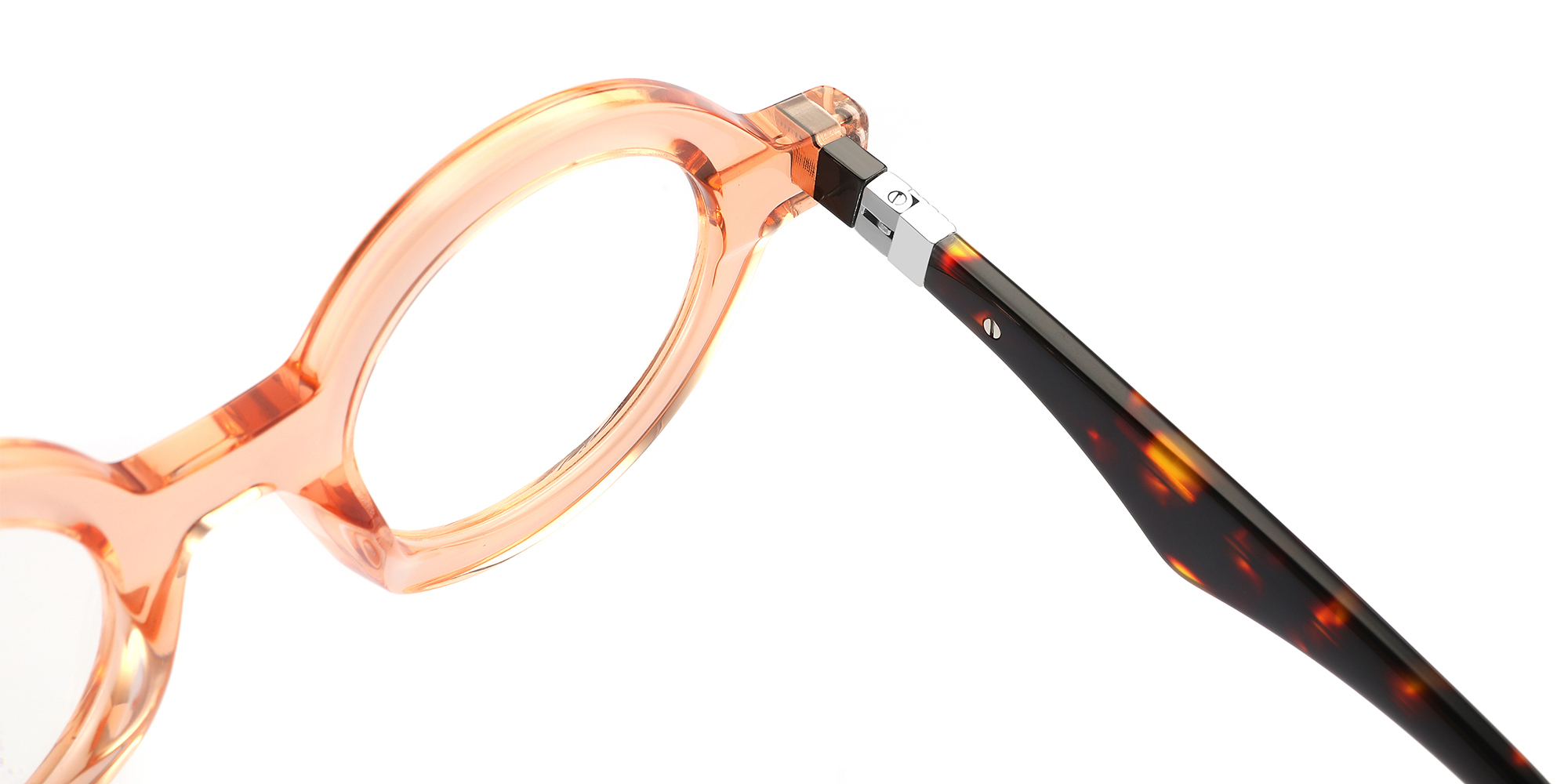 &Oacute;culos de acetato unissex redondos vintage com decora&ccedil;&atilde;o de metal 