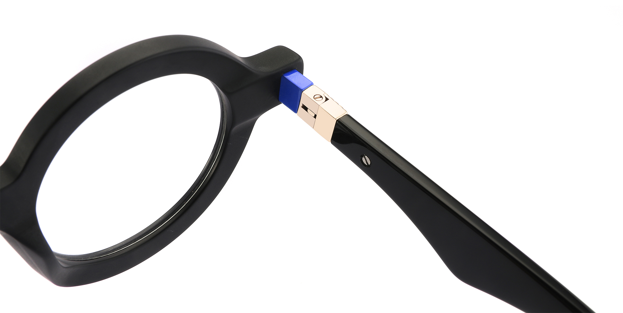 &Oacute;culos vintage redondos unissex de acetato com decora&ccedil;&atilde;o de metal