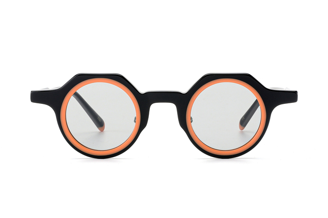 Óculos de sol retrô-modernos de acetato em camadas redondas com protetores de nariz