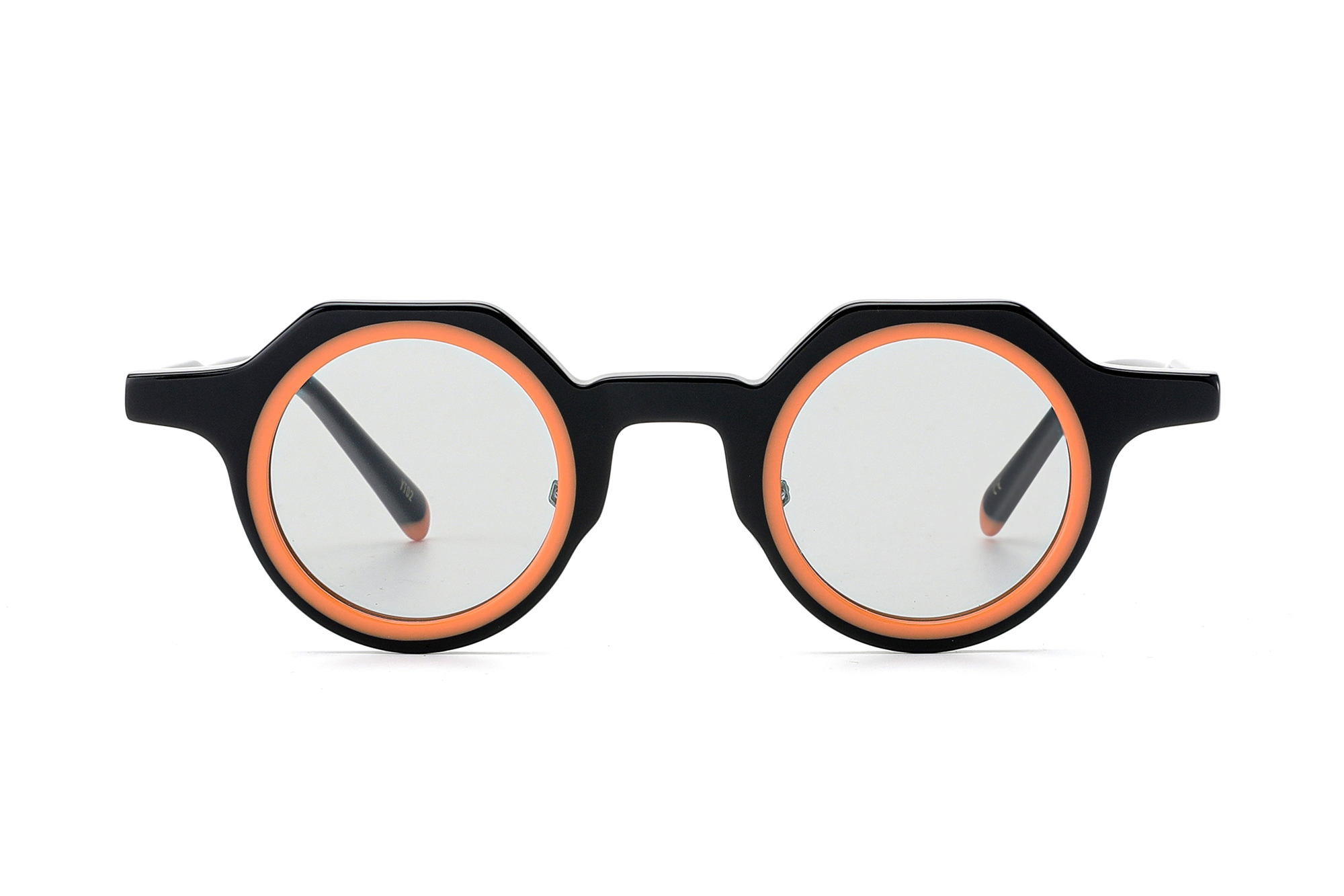 Óculos de sol retrô-modernos de acetato em camadas redondas com protetores de nariz