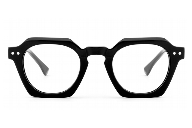 Óculos artísticos de acetato hexagonal com detalhes em rebites