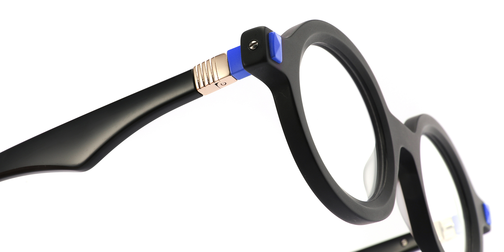 &Oacute;culos vintage redondos unissex de acetato com decora&ccedil;&atilde;o de metal