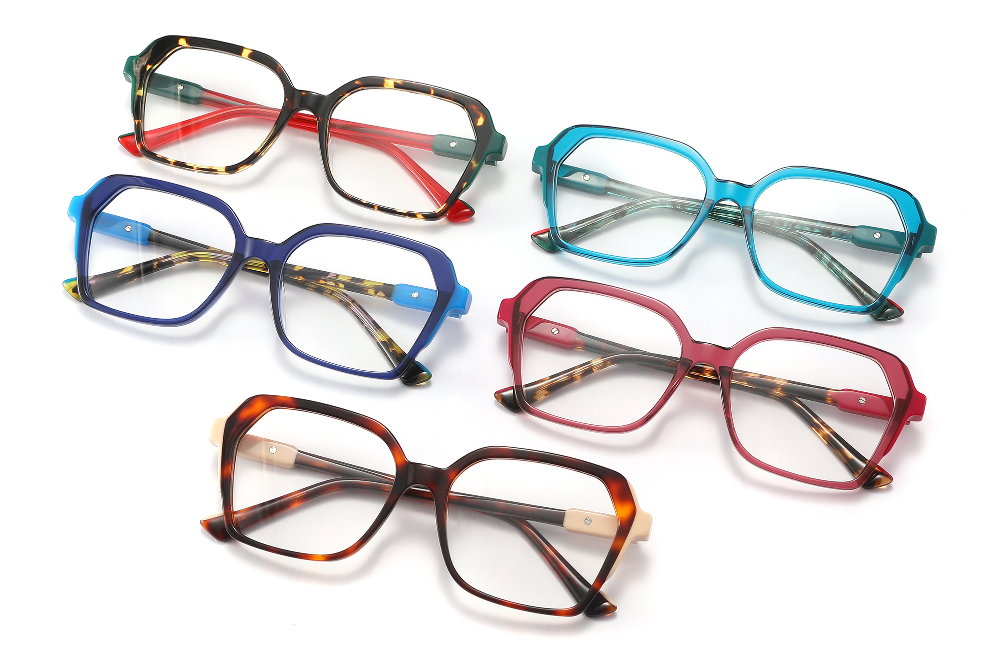 Luxury Butterfly - Shaped Laminated One - Piece Hinge Acetate Glasses Vidros de acetato com dobradiça de uma peça laminada em formato de borboleta de luxo